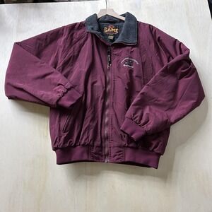 Vintage GAME Sportswear Jacket Mens Large Red Fleece Lined Bomber Outdoor 90s